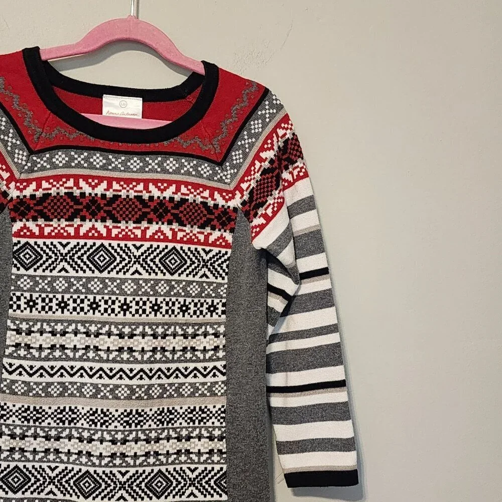Hanna Andersson sweater dress sz 120 6-7 Fair Isle Nordic ornament print
